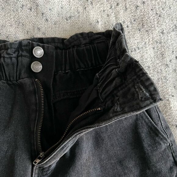 Forever 21 BLACK DENIM PAPERBAG SHORTS sz M - Picture 5 of 6